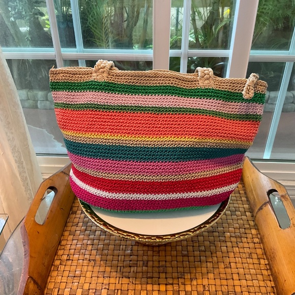 THE SAK Kenya Crocheted Multi-Colored Tote Bag NWOT - Picture 3 of 8